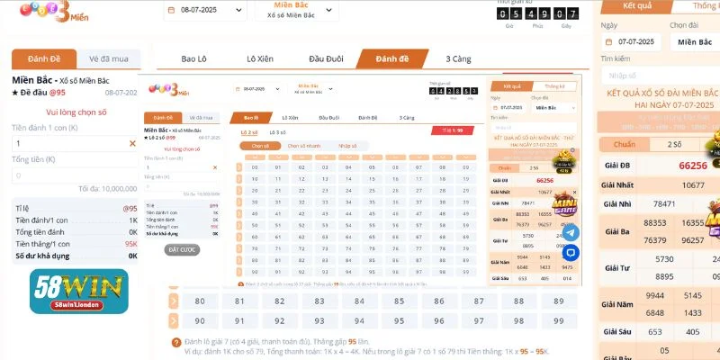 Tỷ lệ ăn lô đề 58WIN được đánh giá xanh chín hàng đầu hiện nay. 